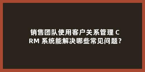 销售团队使用客户关系管理 CRM 系统能解决哪些常见问题？
